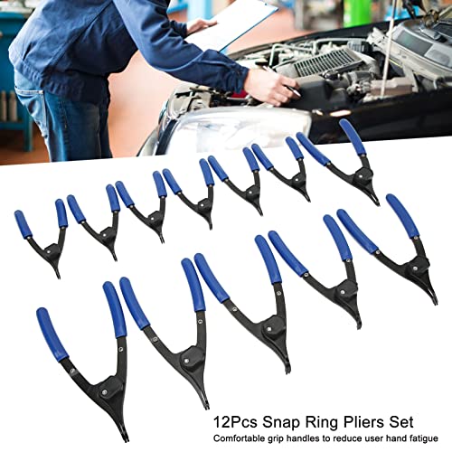 Circlip Plier, 12Pcs Snap Ring Pliers Set Straight Bent Jaw Universal Internal External Circlip Plier For Auto Repairing #TOP4