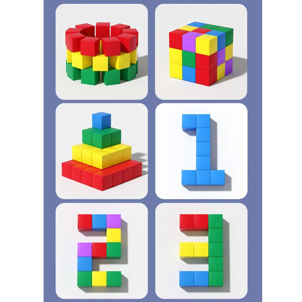 Juego Bloques Construcción 3D Madera Montessori para 2 Jugadores | Juguete Rompecabezas Apilamiento Razonamiento Espacial, Juguete Lógico Competitivo Interactivo para Padres e Hijos