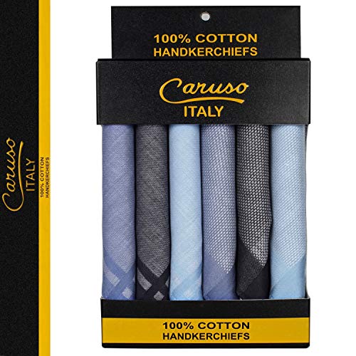 Image of Caruso Italy 100% Cotton Men's Italia Handkerchief | Luxurious, Soft, and Ultra-Absorbent Handkerchief For Men | 50cm X 50cm