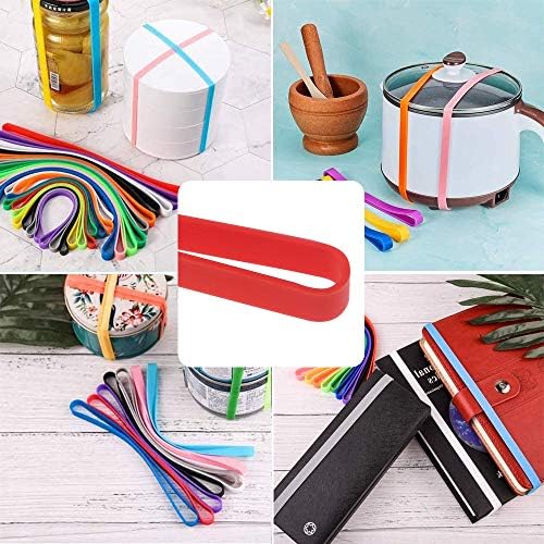 BlueXP 12 Pack Silicone Rubber Bands Colourful Rubber Wrapping Bands 12 Colour Books Binding Belt Durable Elastic Rubber Ring for Books Art Office Supply File Folders