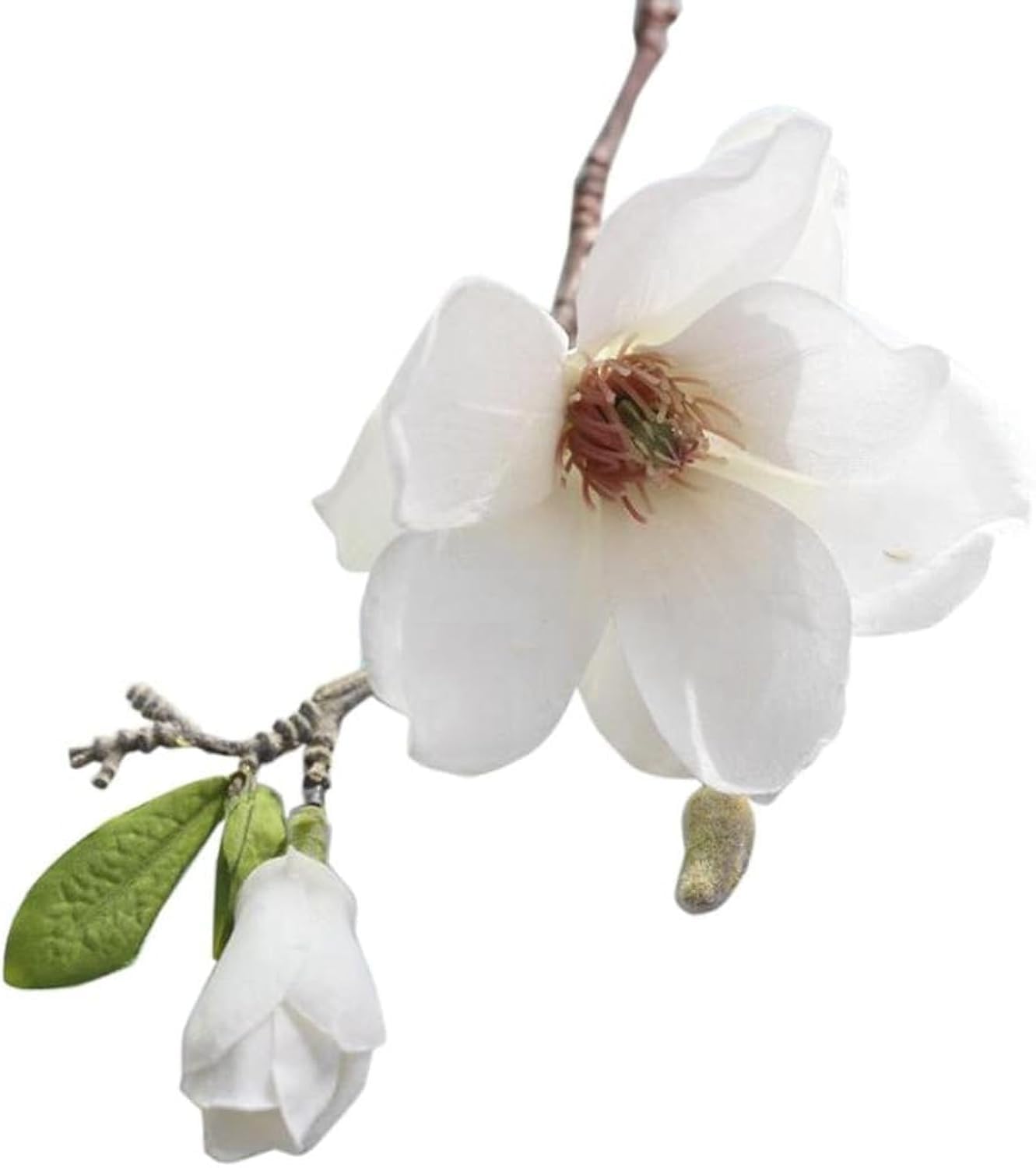 Photo 1 of 1Pc White Artificial Magnolia Fake Silk Flower Single Floral Home Decor Living Room Bedroom Garden Party Wedding Decoration in Pots Vase for Desk Table ?Artificial Flowers ?Home Décor