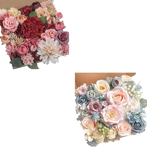 Serra Flora Artificial Flower Combination DIY Wedding Bride Bouquet Table and Chair Decoration Candle Holder Baby Cake Decoration Flower Strip Home Decoration Gift Box Decoration Party (Warm Orange Cover