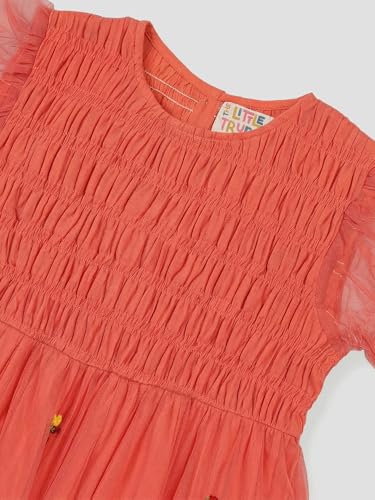Image of Kids Girls Printed Embroidered Fusion Dress | Handmade Crafted Designer Ethnic Wear | 100% Cotton