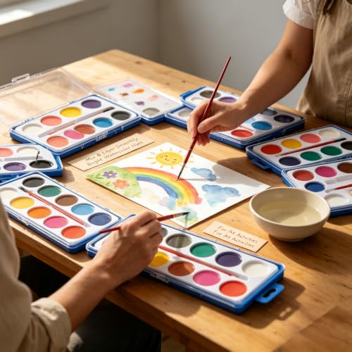 Watercolor Paint Set 36 Pack, 12 Colors Washable Watercolor Paint Bulk, Water Color Paint with Brushes,Ideal for Party Favors, Back to School Supplies, Art Activities & Classroom Prizes - Image 4