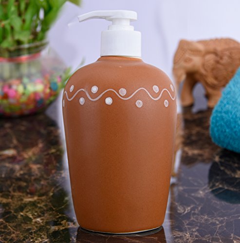 Image of Ceramic Liquid Soap Dispenser, 450 ml, Terracotta 2 | Refillable Pump Bottle for Hand Wash, Lotion, Shampoo & Kitchen Use, 1 Piece