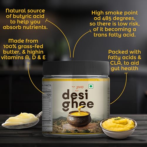 Image of Jivo Desi Ghee 500 ML | Traditional Preparation from Desi Cow Milk | Suitable for Cooking, Frying & Baking | Authentic Aroma and Flavor | Ideal for Indian and Continental Recipes