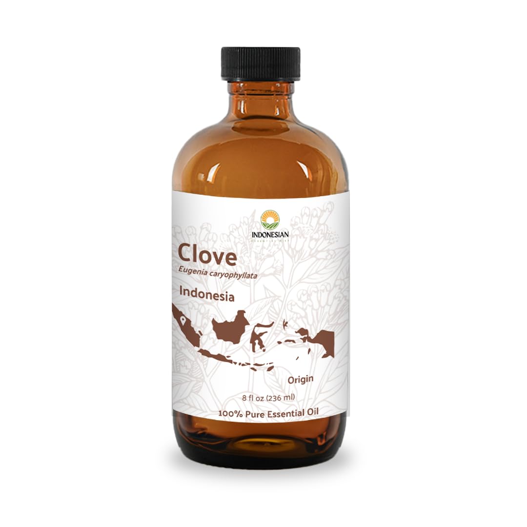 100% Pure Clove Essential Oils - Direct from Indonesian Oil - Essential Oils for Diffusers Aromatherapy & Humidifiers (8oz) | Natural Cold-Pressed