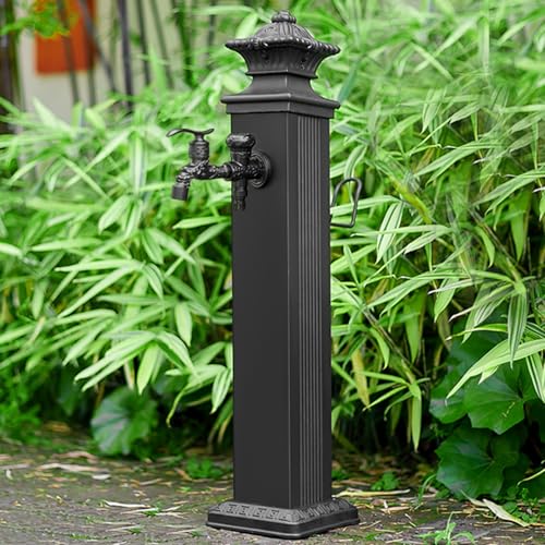 Fontaine à colonne d'eau extérieure pour jardin, robinet d'extérieur résistant au gel pour cour, terrasse, piscine, noir C, 72 x 17 cm