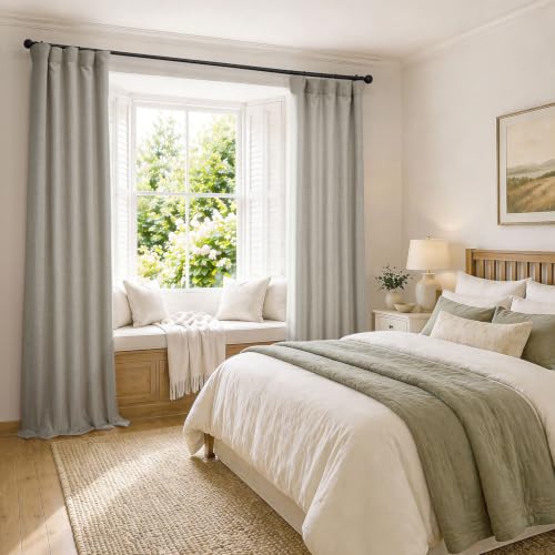 Image of HPD Half Price Drapes - Faux Linen Curtains for Living Room (1 Panel) - 50W X 84L - Textured Room Darkening Curtains for Bedroom 84 Inches Long - Drapes for Home Decor, Oatmeal