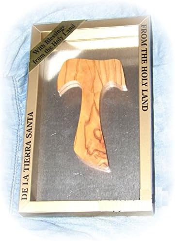 HJW Tao Tau Franciscan St. Francis Olive Wood Cross 12 cm 5" Gift Box