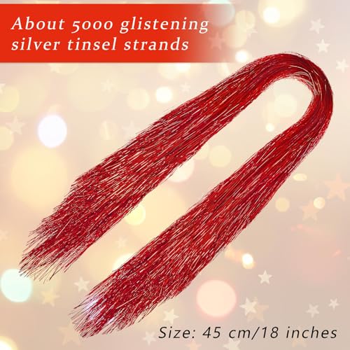 Carámbanos de oropel rojo para árbol de Navidad decoración de aluminio brillante para fiestas y bodas 3