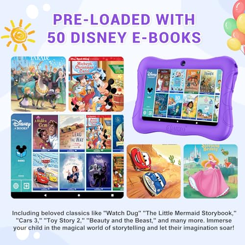 Image of Contixo 7 inch Kids Tablet - V9A 32GB Android Tablet for Ages 3-7, Parental Controls, Pre-Loaded Exclusive 50 Disney Storybooks, WiFi, Kid-Proof Case with Kickstand, Back to School Gift, Purple