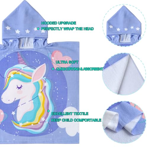 Image of NovForth Kids Beach Towel for Boys Girls, Hooded Bath Towel Wrap, Toddler Pool Towel with Hood
