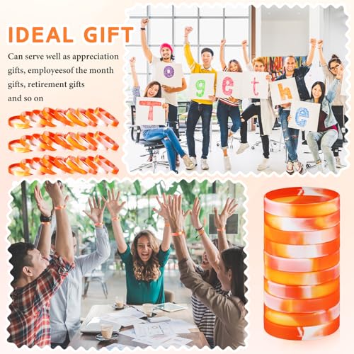 Image of Liliful 100 Pcs Silicone Rubber Wristbands Rubber Wristband Bracelet Bands for Silicone Wristbands for Women Men(Orange and White)