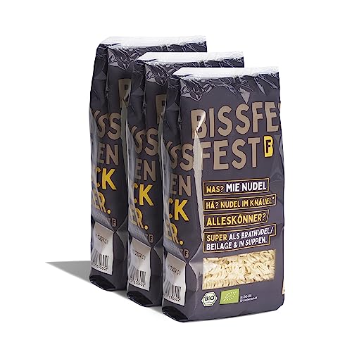 bissfest Bio Mie Nudeln 750 g (3 x 250 g) - vielseitige asiatische Nudeln für Wok, Suppengerichte oder als Beilage