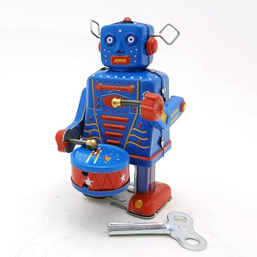 Miniatura 3 de Mecanismo Drumming Robot Wind Up Cartoon Toy Hojalata Vintage Juguete de la Infancia Memoria Antiguo Juguete Retro Clásico Clockwork Primavera para