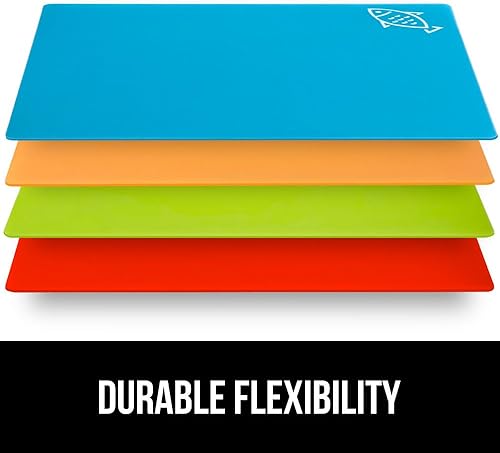Miniatura 8 de GORILLA GRIP 100% BPA-Free Flexible Cutting Board Set of 4, Durable Plastic Mats with Food Icons for Meal Prepping, Large Kitchen Chopping Mat, Use