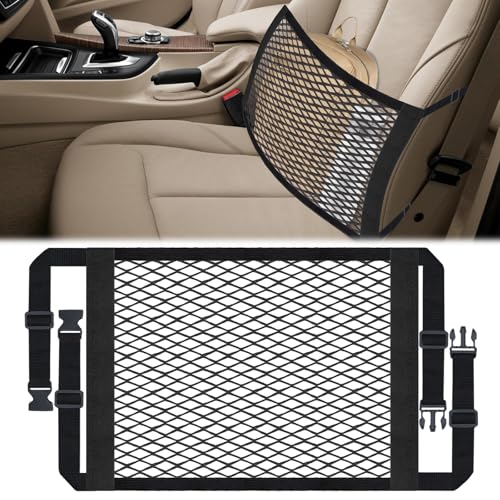 Front Seat Organizer Car Seat Organizer Double Layer Front Seats Versatile Elastic Organizers Net Storage Mesh Nets for Seats Universal Car Accessories for Most Vehicles