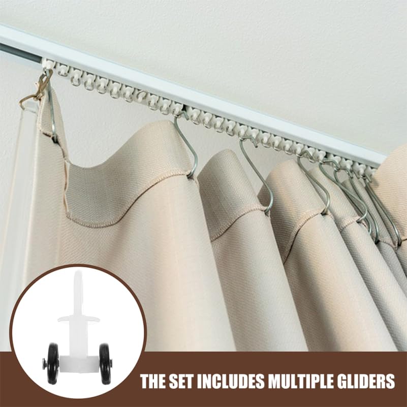JECOMPRIS Ceiling Curtain Track Rollers with Dual Wheel Hooks Silent Sliding Curtain Gliders for Window and Shower Rails Smooth Operation Replacement Gliders - Image 4