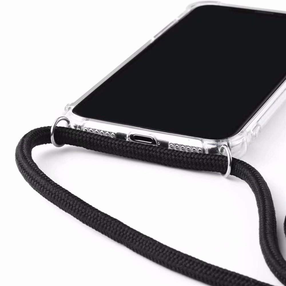 Bigcousin Custodia con Cordino Compatibile con iPhone 15 Ultra,Case in Trasparente TPU,Case Angoli Rinforzati- Nero