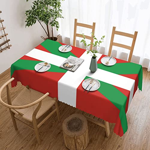 FJQWKLF Drapeau du Pays Basque Nappe carrée en Dentelle Tissu Hydrofuge Toucher Chaud et Doux pour Table à Manger 54x72 in