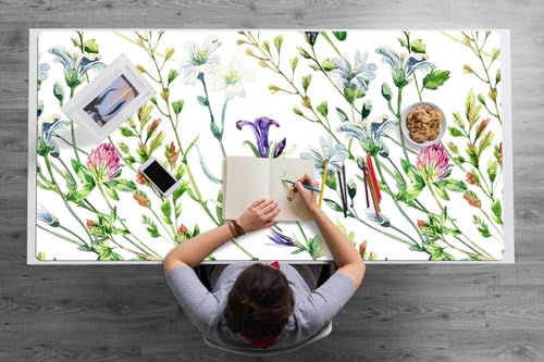 Tapis de bureau fleurs sauvages pour un coin de télétravail apaisant et ordonné