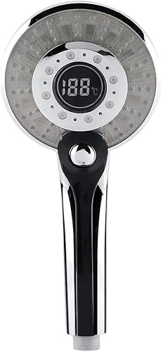 Cabezal de ducha LED, cabezal de ducha de mano de 3 colores que cambian con temperatura digital Fahrenheit, regadera de mano LED de 3 modos de