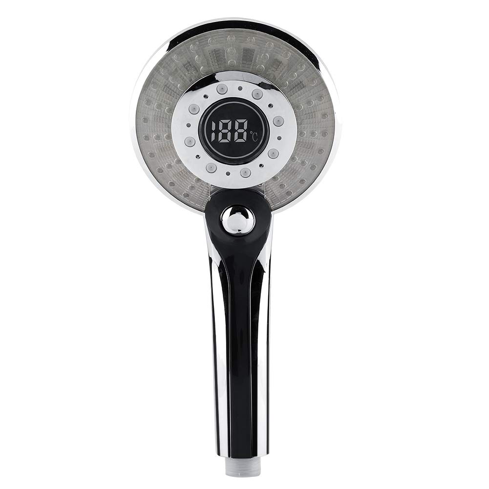 Soffione Doccia a LED, Superficie Elettrolitica in ABS 3 modalità di Spruzzo Display della Temperatura Dell'acqua Connettore G12 Soffione per Bagno Color Argento con Luce Che