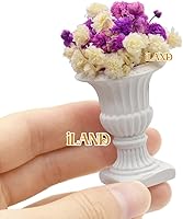 Vista 6 de iLAND Accesorios para casa de muñecas en miniatura, 2 plantas de casa de muñecas con flores secas (2 macetas de urna pequeña con flores)