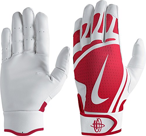 Nike Youth Huarache Edge Batting Gloves White/University Red Size Large