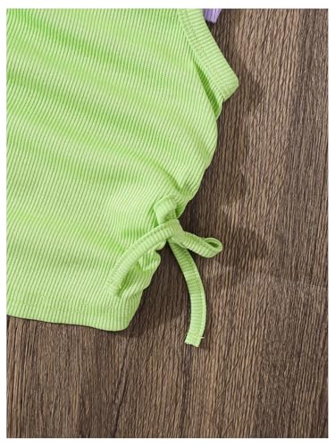 Image of OYOANGLE Toddler Girl's 4 Pack Ribbed Knit Crop Tank Tops Set One Shoulder Summer Camisole
