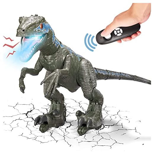 WOWOHAGE R/C Dinosaur Toys Large for Kids Boys, Remote Control Walking Velociraptor with Light Sound, Realistic Rechargeable Electronic Robot Toys, Great Birthday Gifts for 8-12 Year Old Boy Girls