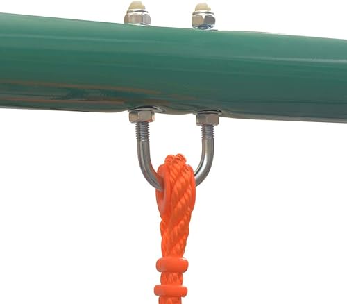 Miniatura 5 de Juego de columpios para niños con 5 asientos, juego de deslizadores de metal con marco de acero y 2 asientos de columpio con 1 juego de balancín,