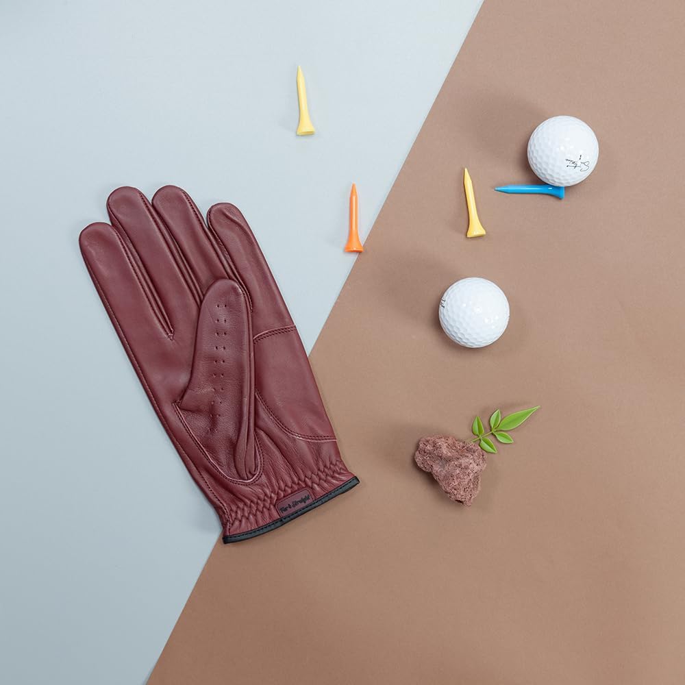 FAR&STRAIGHT Men's Colored Cabretta Golf Gloves – Non-Toxic Certified Leather, Pro Fit for Advanced Players (2-Pack)