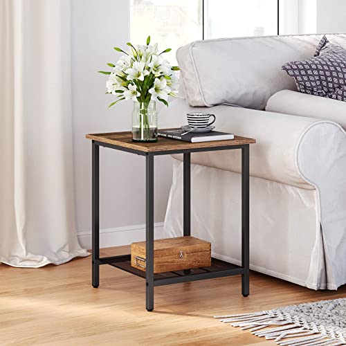 Vasagle Nightstands Set Of 2, 2-Tier End Table, Side Desk For Small Space In Living Room, Bedroom, Steel Frame, Easy Assembly, 2-Pack, Chestnut Brown And Black #TOP1