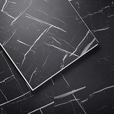 LUCiDA SURFACES Luxury Vinyl Flooring Tiles-Interlocking Flooring for DIY Installation-8 Stone-Look Planks-Nero Marquina-TerraCore-16 Sq. Feet