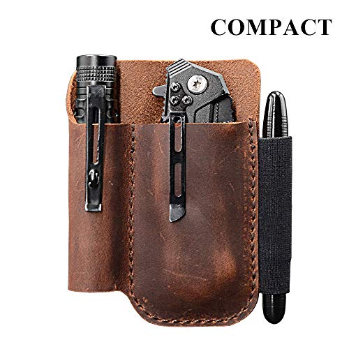 EDC Leather Pocket Pouch, Knife Organizer Pouch, Pocket Slip, EDC Carrier, with Pen