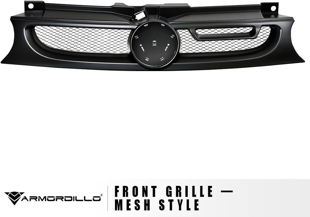 Armordillo Aluminum Mesh Style Front Grille|Compatible With 1999-2006 Volkswagen Golf/GTI / R32 MK4|8739846|Matte Black|Front Hood Bumper Grille