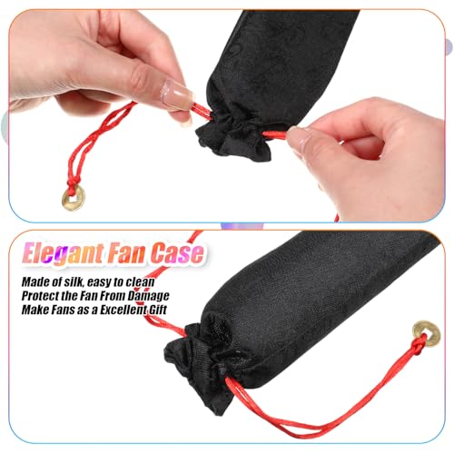 Image of Maitys Large Rave Fan Folding Handheld Fans 13'' Clap Fans for Line Dancing Clack Fan Holographic Festival Accessory for Martial Art Gift Performance, Includes 2 Pouch
