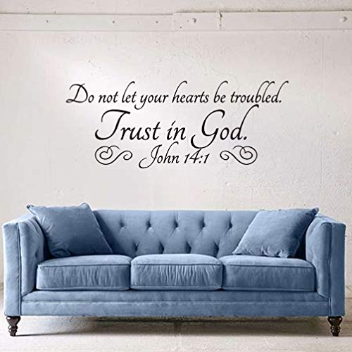 Wall Quotes Sayings Christian Removable Vinyl Peel and Stick Bible Verse DIY Trust in God John 14:1 Wall Stickers Wall Decals - Image 2