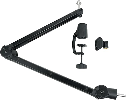 Miniatura 6 de Rockville ROGAN STAND Pro Boom Arm - Soporte para micrófono, alcance de 38 pulgadas, aluminio, montaje doble, cable XLR oculto de 6.5 pies,
