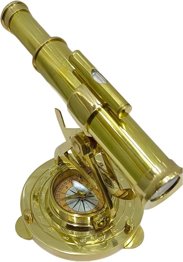 Nautical Brass Finish Alidade Telescope with Compass Home ~Office Decorative Item Survey Instrument Best Gift Item