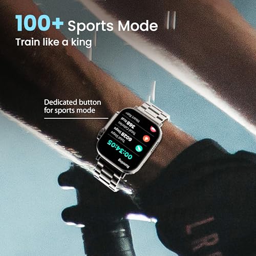 Image of Boult Crown Smart Watch 1.95'' Display, Bluetooth Calling, Working Crown, Zinc Alloy Frame, 900 Nits Brightness, AI Voice Assistant, SpO2 Monitoring, 100+ Sports Mode (Silver)