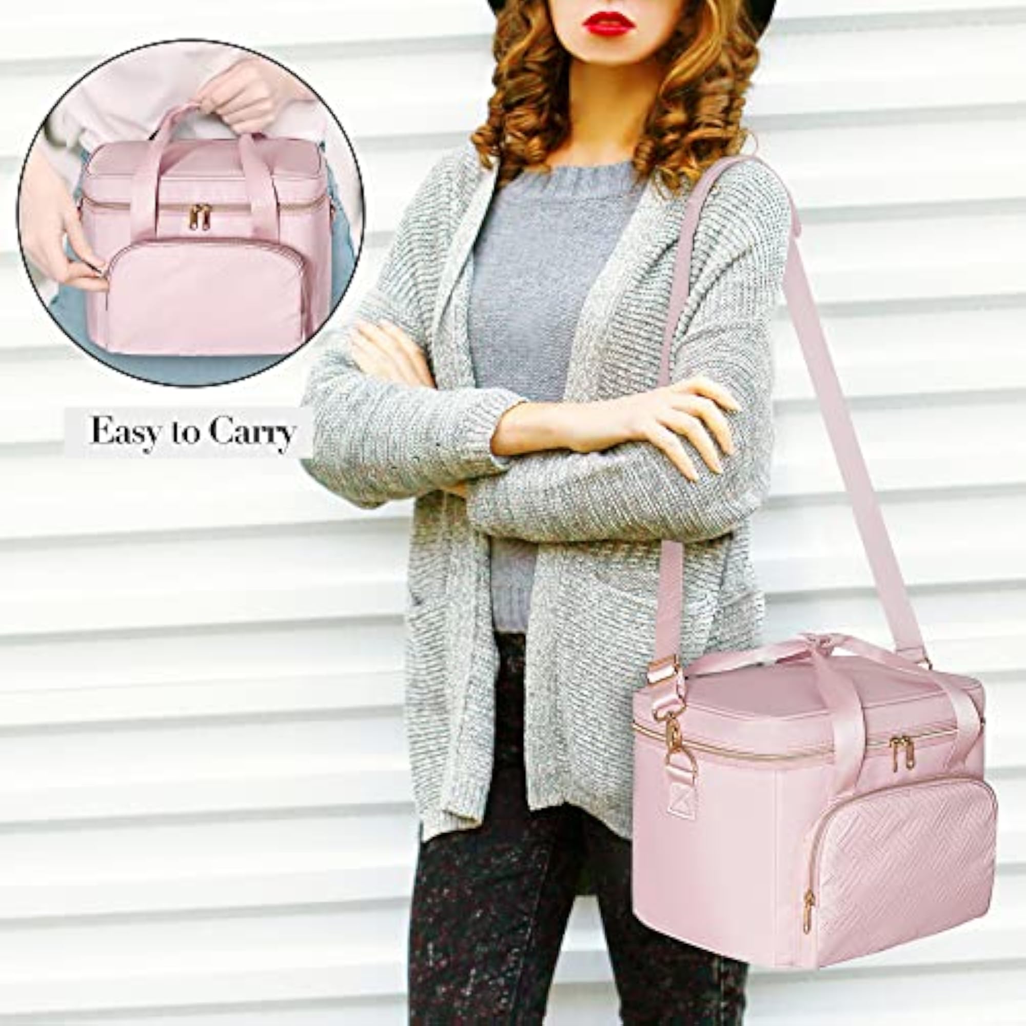 Travel Makeup Bag with Adjustable Dividers, Large Cosmetic Organizer