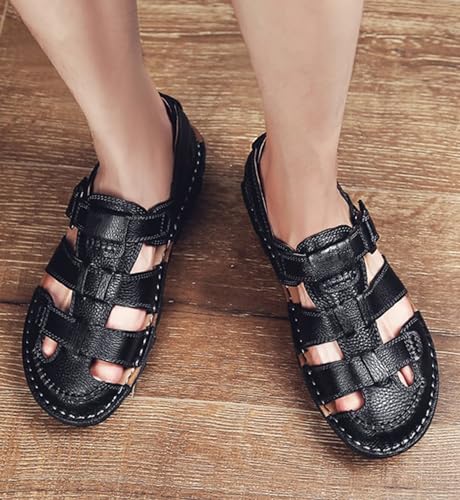 Men's Hiking Sandals Outdoor Sports Summer Beach Fisherman Sandals Leather Closed Toe Trekking Walking Sandals Casual Breathable Non-Slip Waterproof Shoes2