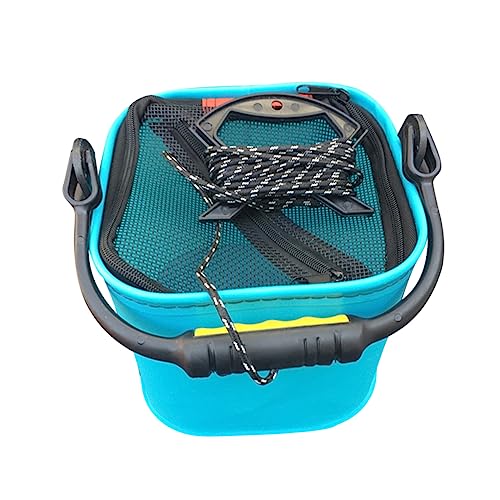 Kisangel 1PC Eva Portable Fishing Bucket Folding Fish Container with Zipper Slip Rope Lightweight Design for Outdoor Fishing Mixed Color Bag