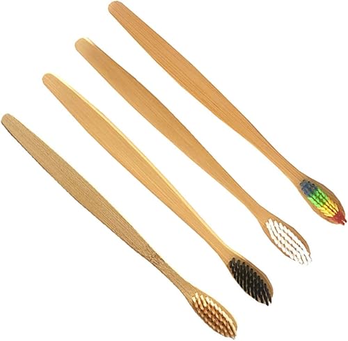 Vista 9 de Healvian 4pcs Travel Toothbrushes Adult Toothbrush Soft Bristle Toothbrush Biodegradable Toothbrushes Bamboo Toothbrush Adults Toothbrushes Bristles