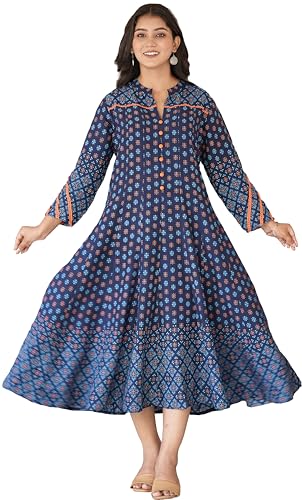 Image of Yash Gallery Women's Rayon Relaxed Fit Anarkali Floral Printed Kurta