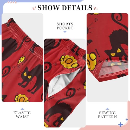Funny Halloween Cat Red Boys Pants for Kids Jogger Pants with Pockets S-XL4