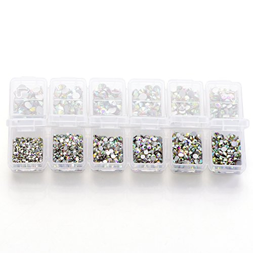 Zealer 1800Pcs Crystals Ab Nail Art Rhinestones Round Beads Top Grade Flatback Glass Charms Gems Stones For Nails Decoration Crafts Eye Makeup Clothes Shoes 300Pcs Each (Mix Ss3 6 10 12 16 20) #TOP3